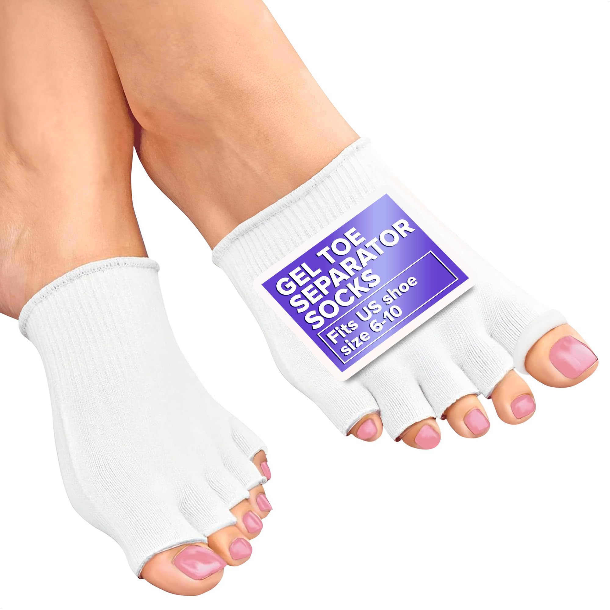Toe Separator Socks, Gel Toe Separators 1 Pair Gel Lined Compression Toe Separating Socks-image-18