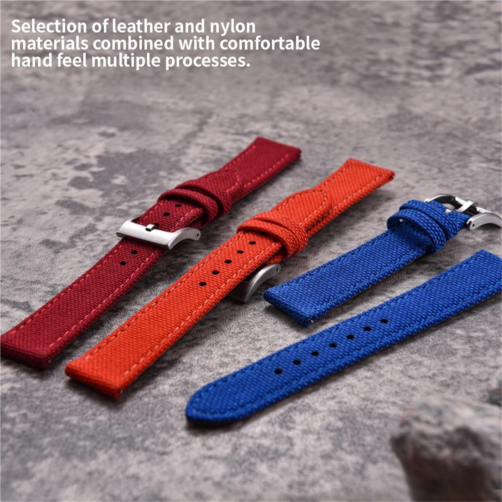 Generico Bracelet hybride en toile pour voiles et cuir - Libération rapide, coupe universelle de 18 à 22 mm (marron noir Buckle,18 mm)