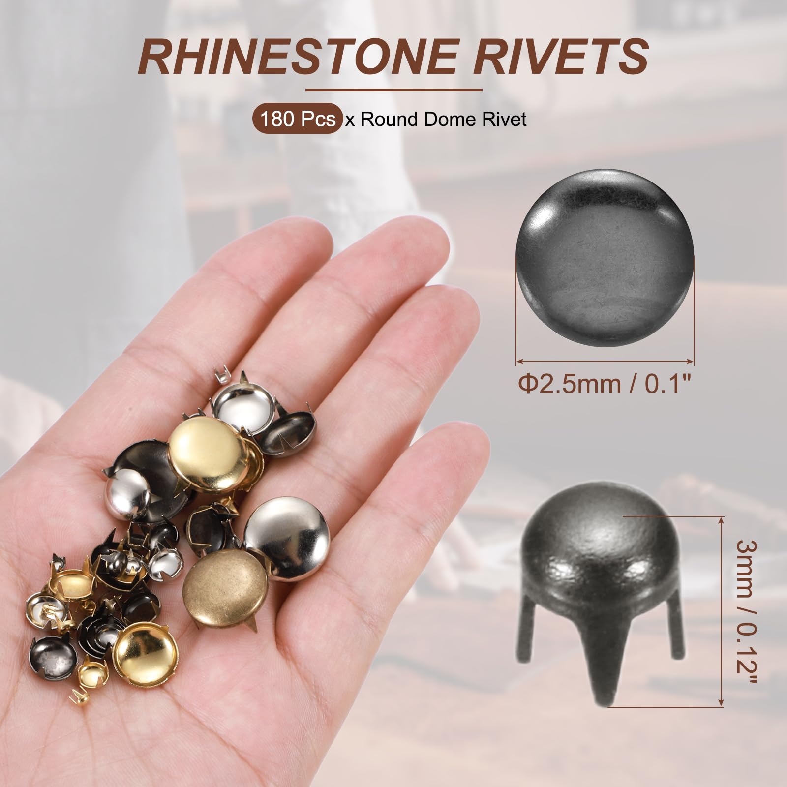PATIKIL 2.5mm Round Dome Rivet - Image 2