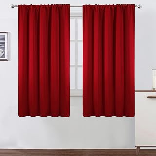 LEMOMO Red Blackout Curtains/52 x 63 Inch/Set of 2 Panels Room Darkening Curtains for Bedroom