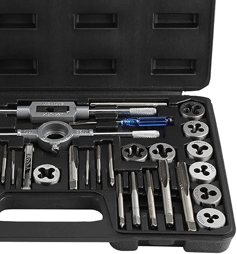 Miniatura 5 de Juego de 40 piezas de llaves y troqueles resistentes, llaves Incude y calibre de rosca, kit de roscas M3 a M 12 tornillos