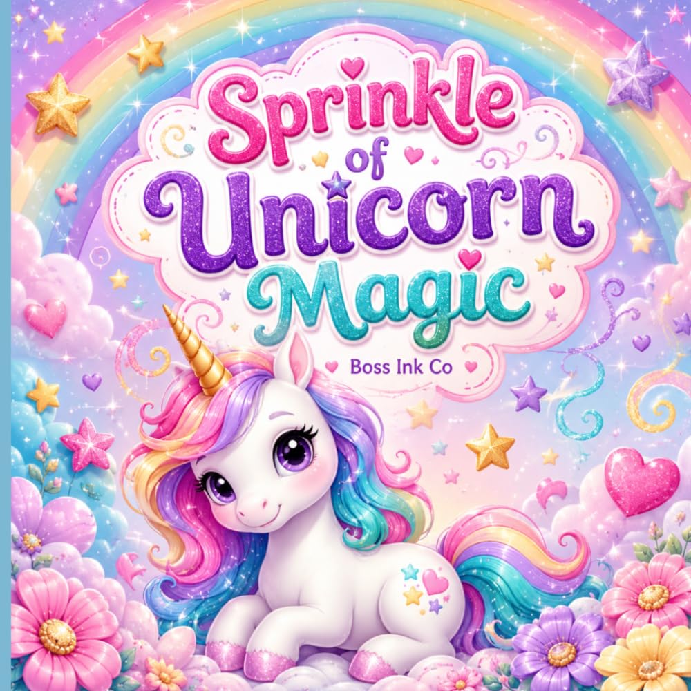 Sprinkle of Unicorn Magic: A Cute and Easy Unicorn Coloring Book for Kids with Magical Activities, Rainbows, Stars, Cupcakes, Flowers, and Sweet Scenes