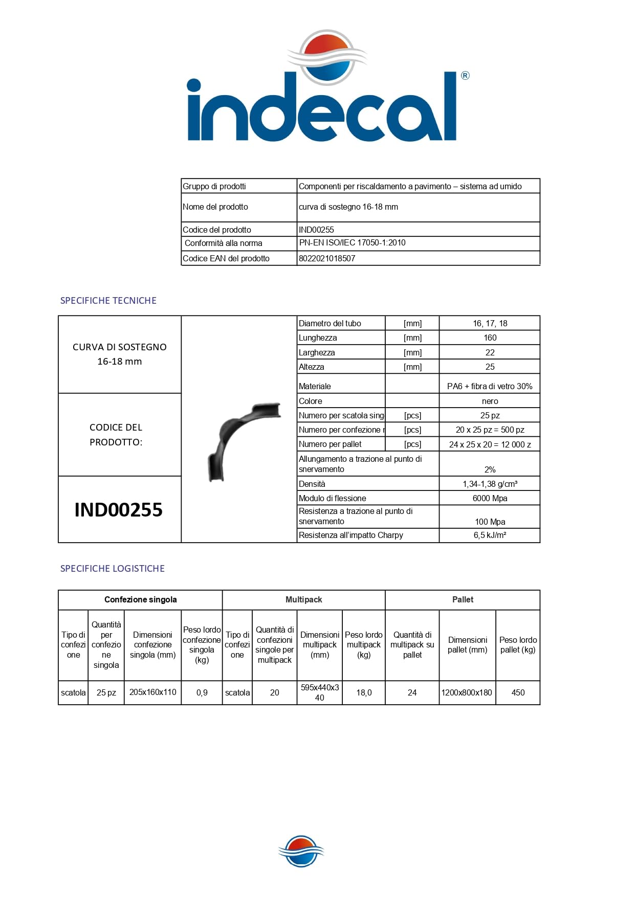 Curva di Sostegno per Tubi Riscaldamento a Pavimento, Nero, Supporto Impianti Radianti, Diametro 14-18 mm, Accessorio Installazione conf. da 25 pz