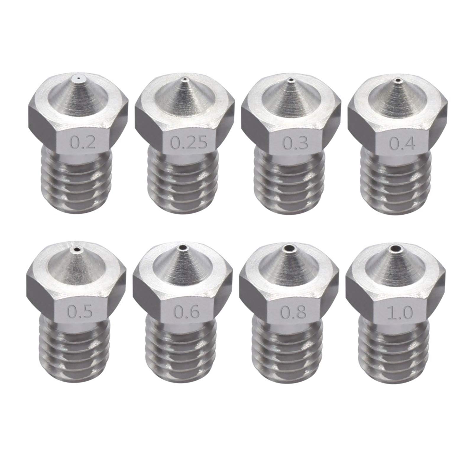Boquillas, Boquilla de impresora, Boquillas de latón, 50 piezas Boquilla de acero inoxidable con rosca M6 Tamaños mixtos Diámetro 0.2 1.0 mm for extrusora de impresora 3D de filamento de 1.75 mm, Diám