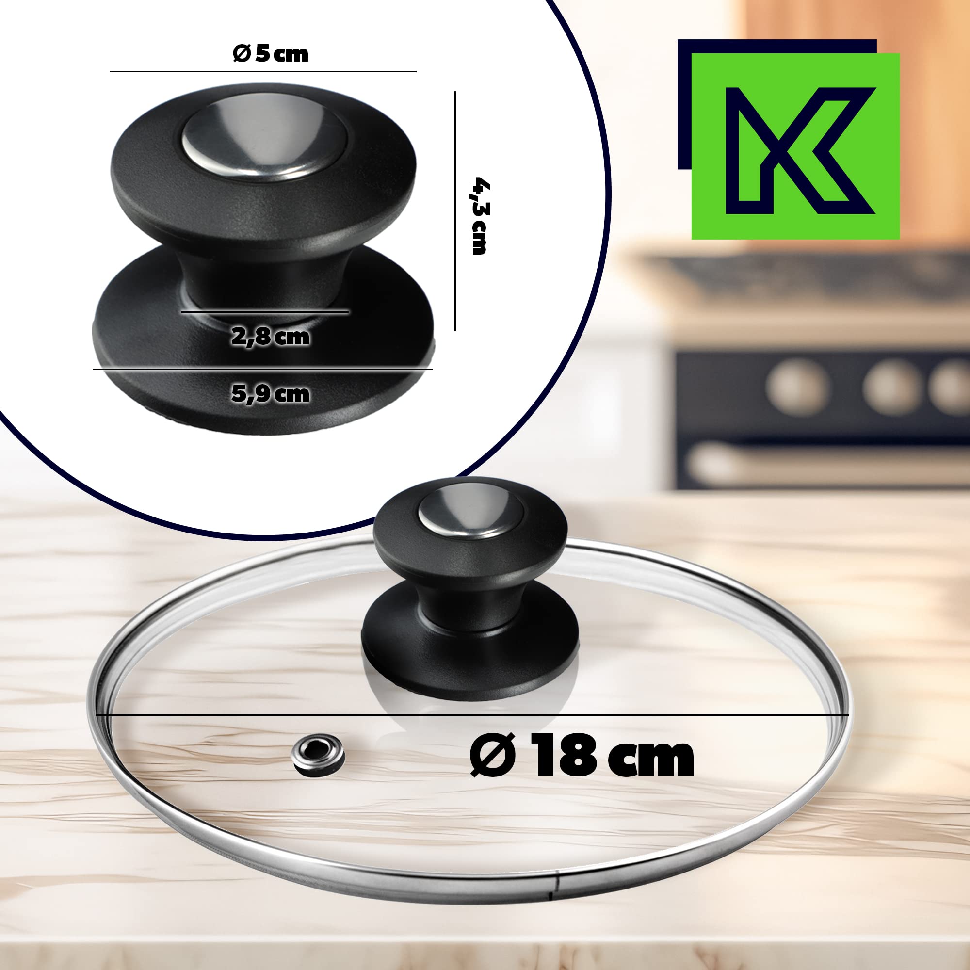 Coperchio In Vetro KADAX 16cm | Universale Con Manico | Resistente Al Calore | Per Pentole E Padelle