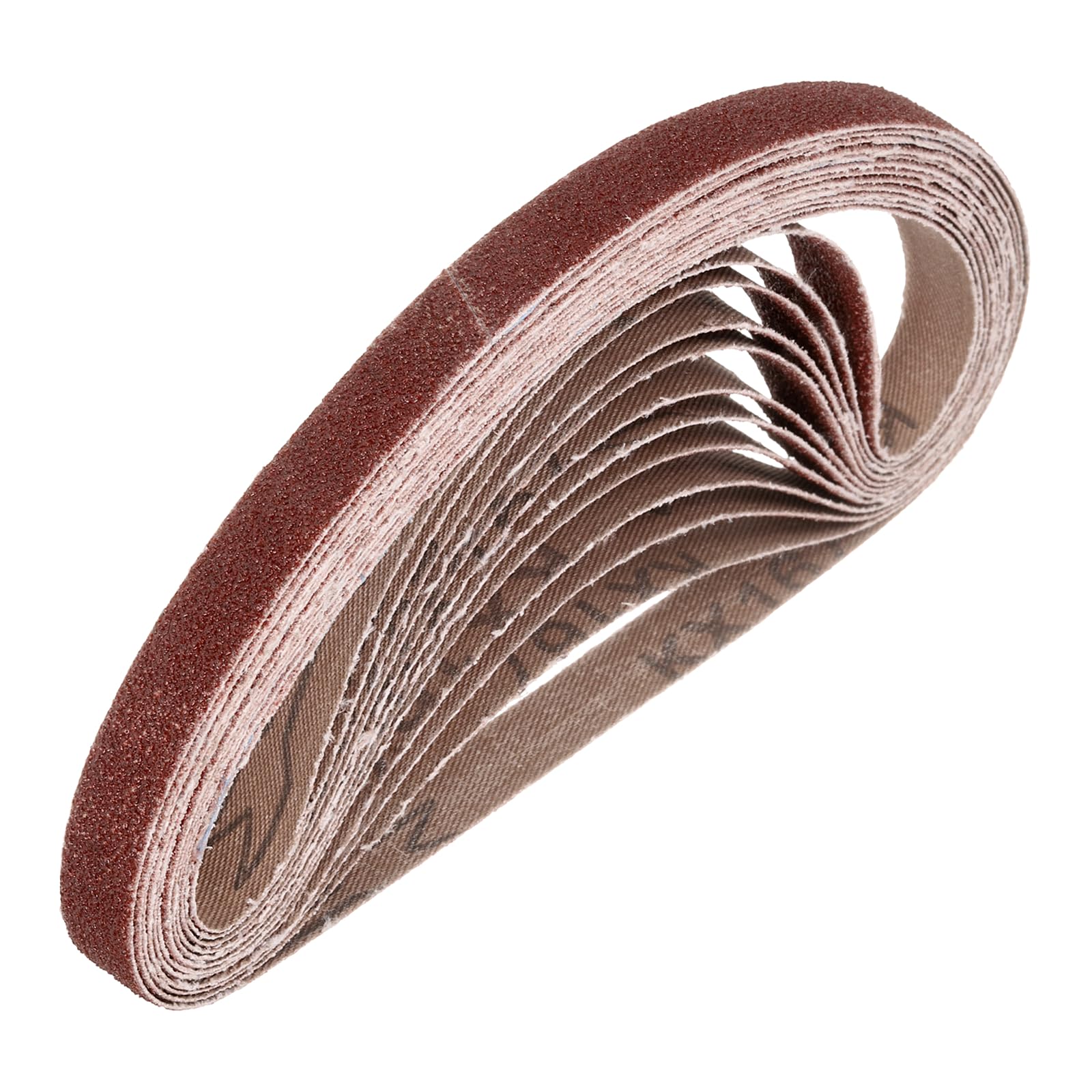 sourcing map Lot de 10 bandes abrasives de 6 mm x 457 mm en oxyde d'aluminium grain 80 pour le travail du bois, le polissage des métaux, l'aiguiseur de couteaux