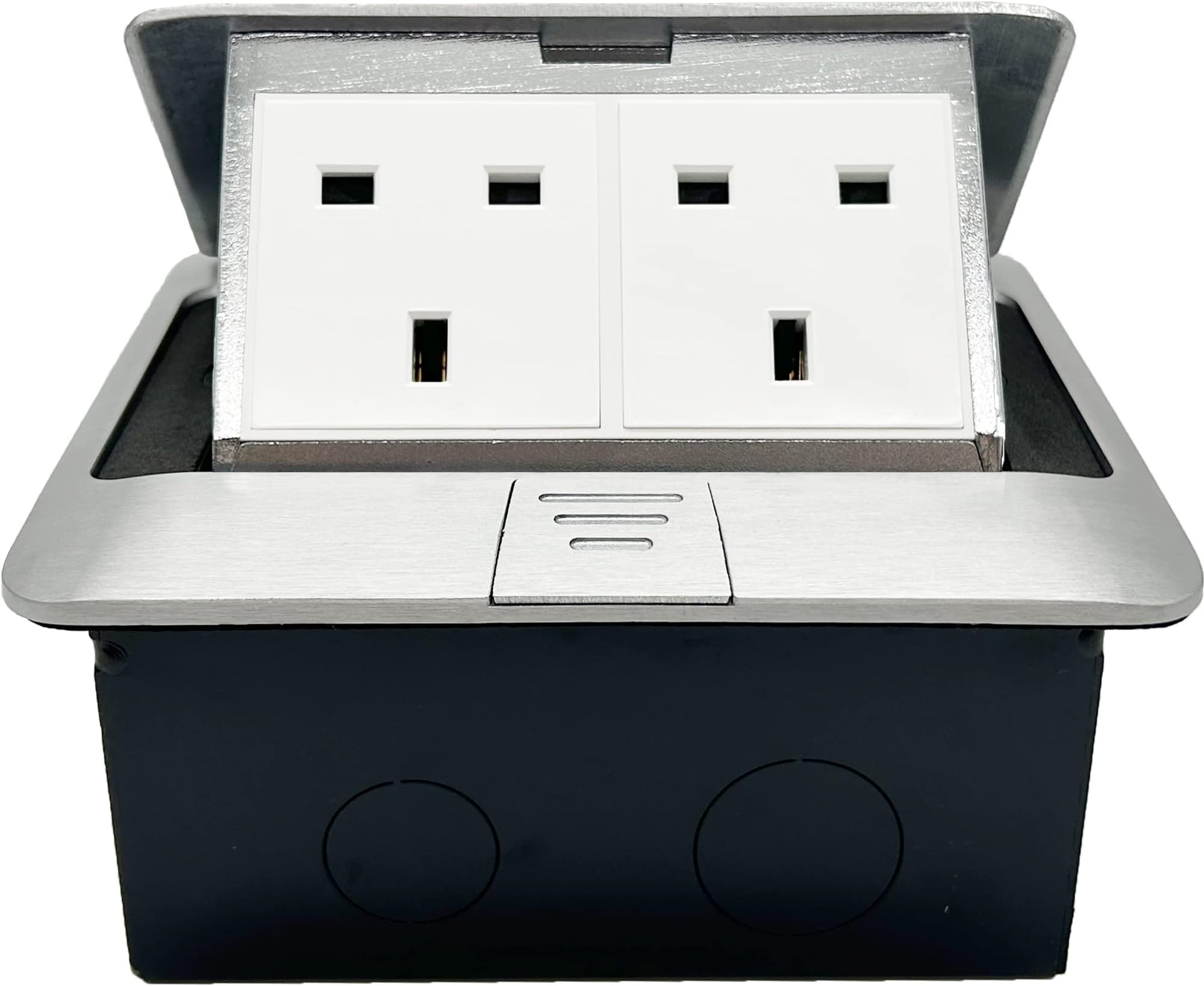 Pop up Electrical Outlet Cover Box, Floor sockets Table Waterproof IP20 220v, 2 Sockets Power Plugs, for Table Office Desktop Restaurant Kitchen Cafe Countertop, Silver