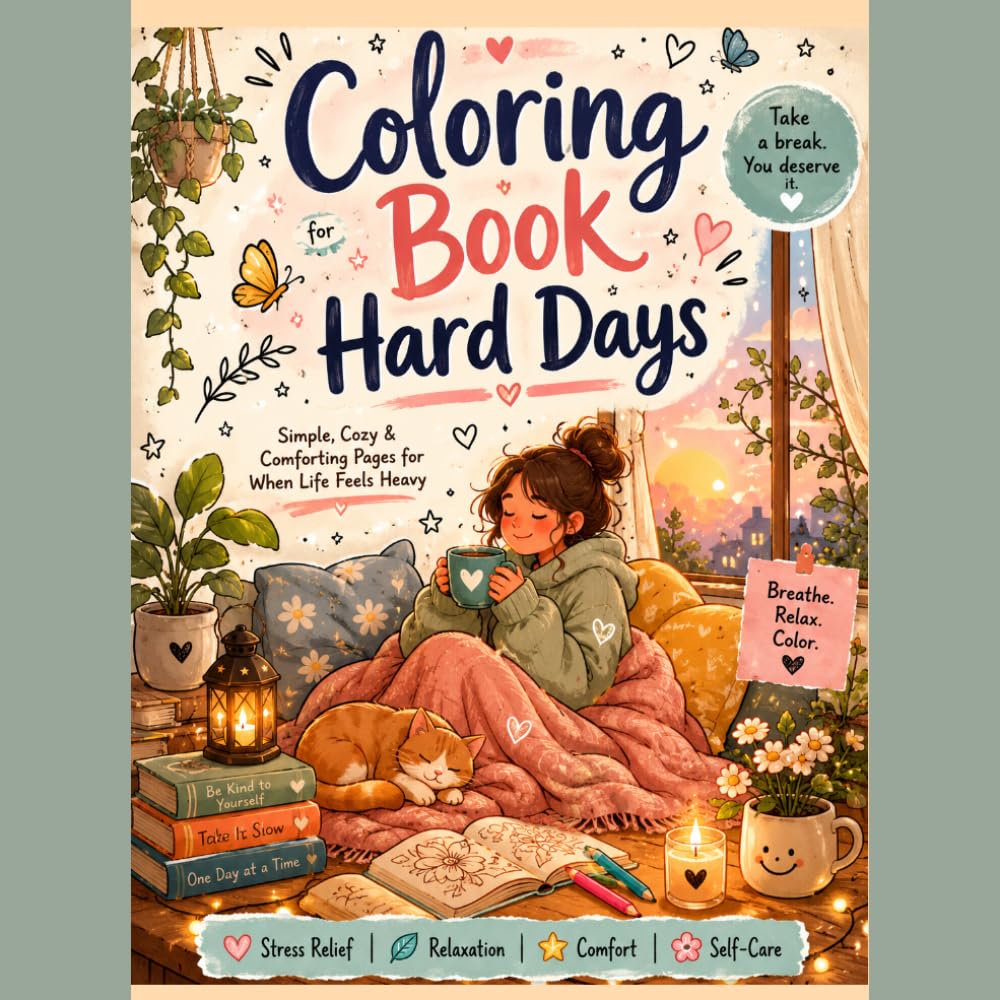 Coloring Book for Hard Days: A Gentle Space to Slow Down, Breathe, and Find Comfort with Simple and Cozy Sketches