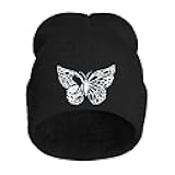 Cute Frog Skeleton Embroidered Beanie Knit Hat for Men Women, Halloween Goth Graphic Winter Black Skull Cap