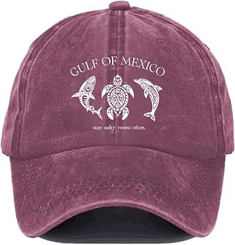 Gulf Of Mexico Vintage Baseball Cap – Retro Sea Turtle Graphic, Washed Cotton, Adjustable Unisex Hat