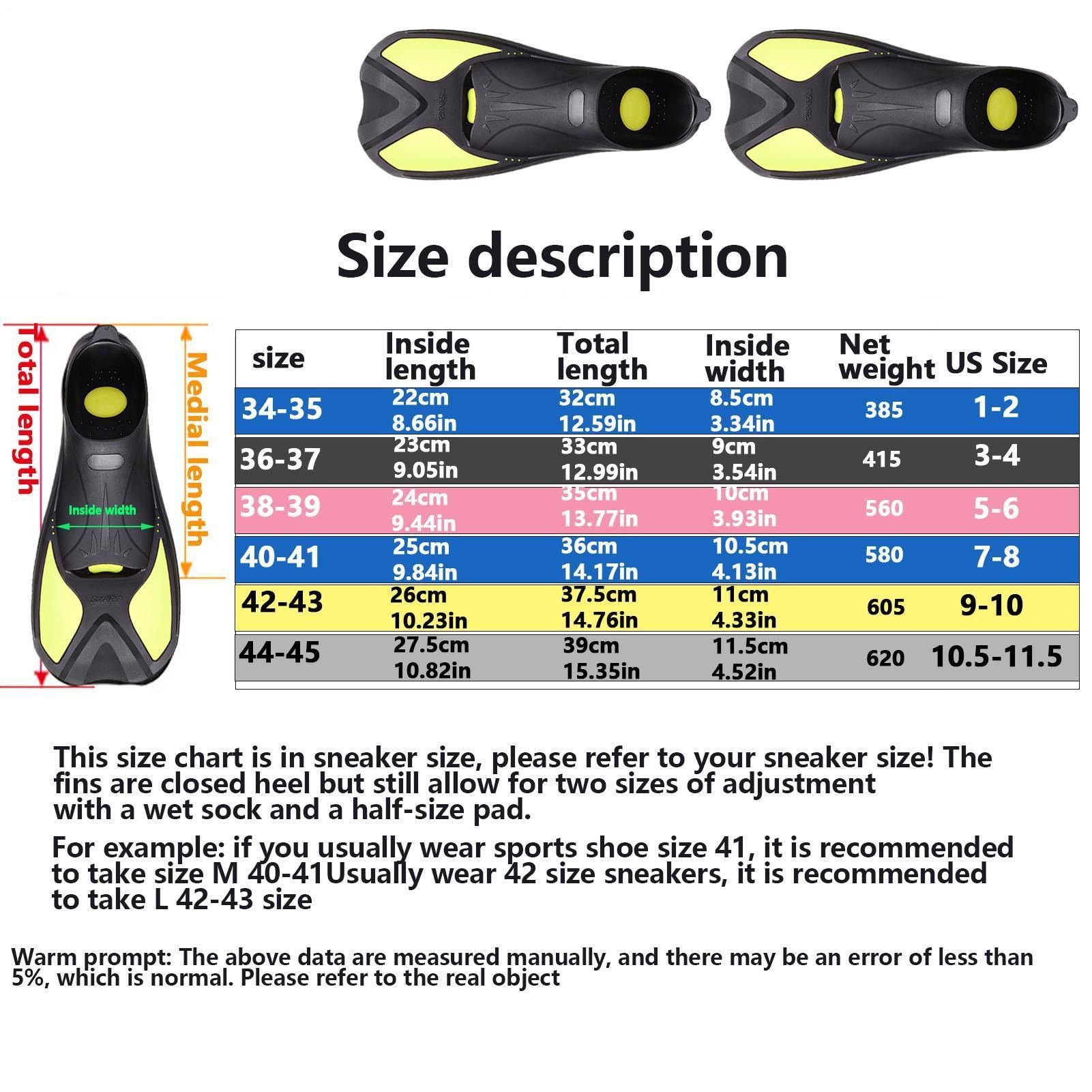 Pinne da snorkeling per nuoto, pinne da adulto, corte