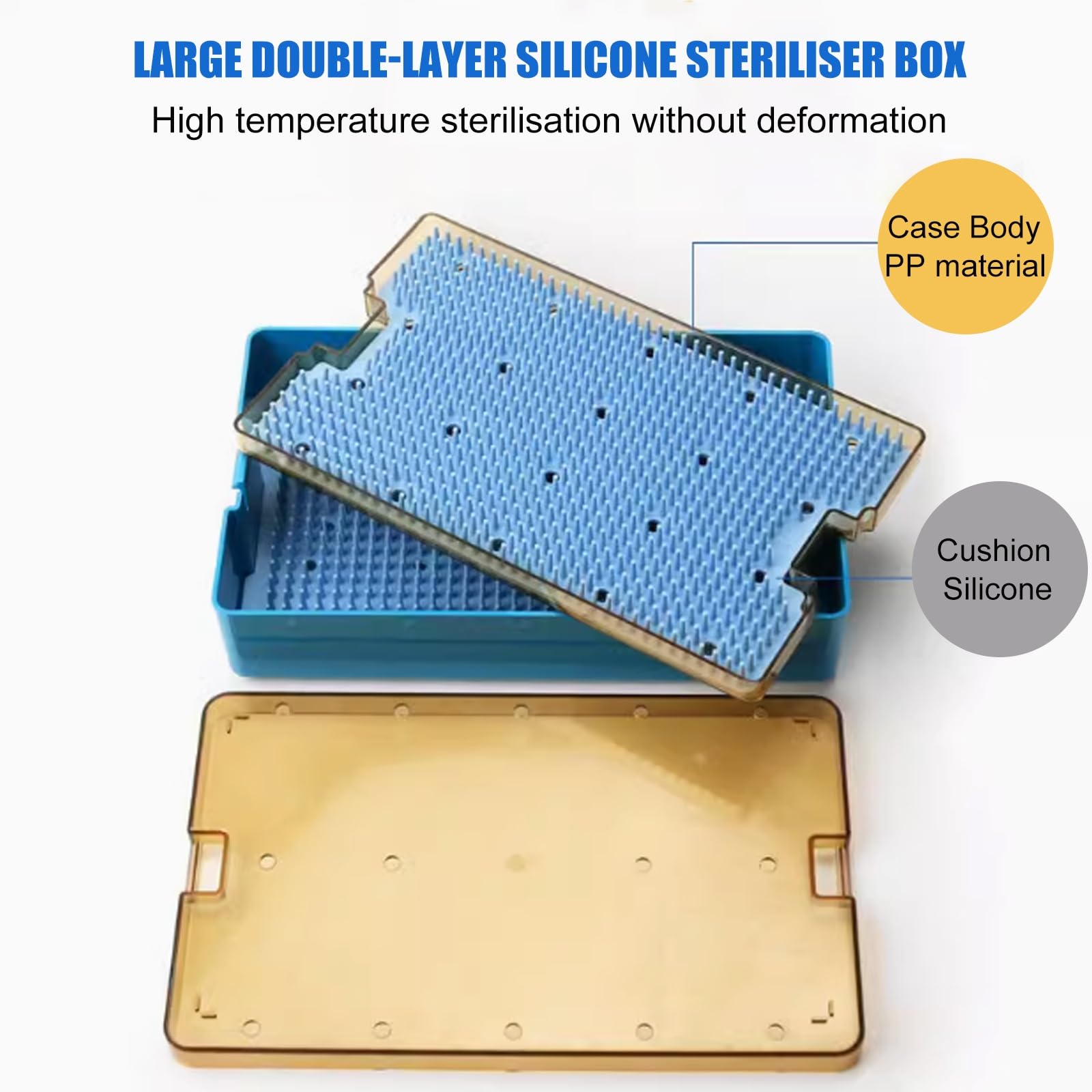 Cesta de esterilización de instrumentos quirúrgicos, caja de almacenamiento con almohadillas de silicona para oftalmología y odontología, diseño no dañino para hospitales y clínicas