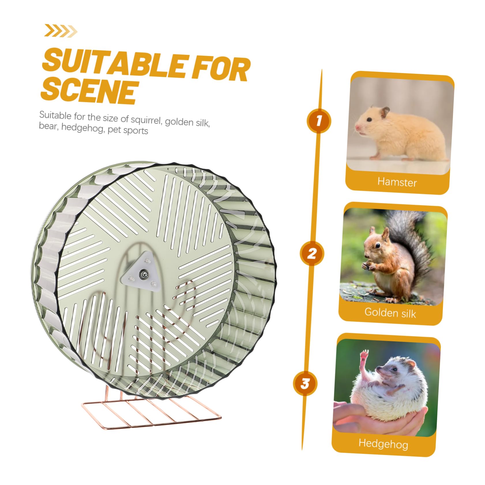 Gatuida Rueda De Hámster Silenciosa y Estable Soporte Metálico Dorado, Rueda De Ejercicio para Chinchilla y Rata, Tamaño Grande Verde Oscuro, Accesorio para Jaula De Mascotas Pequeñas