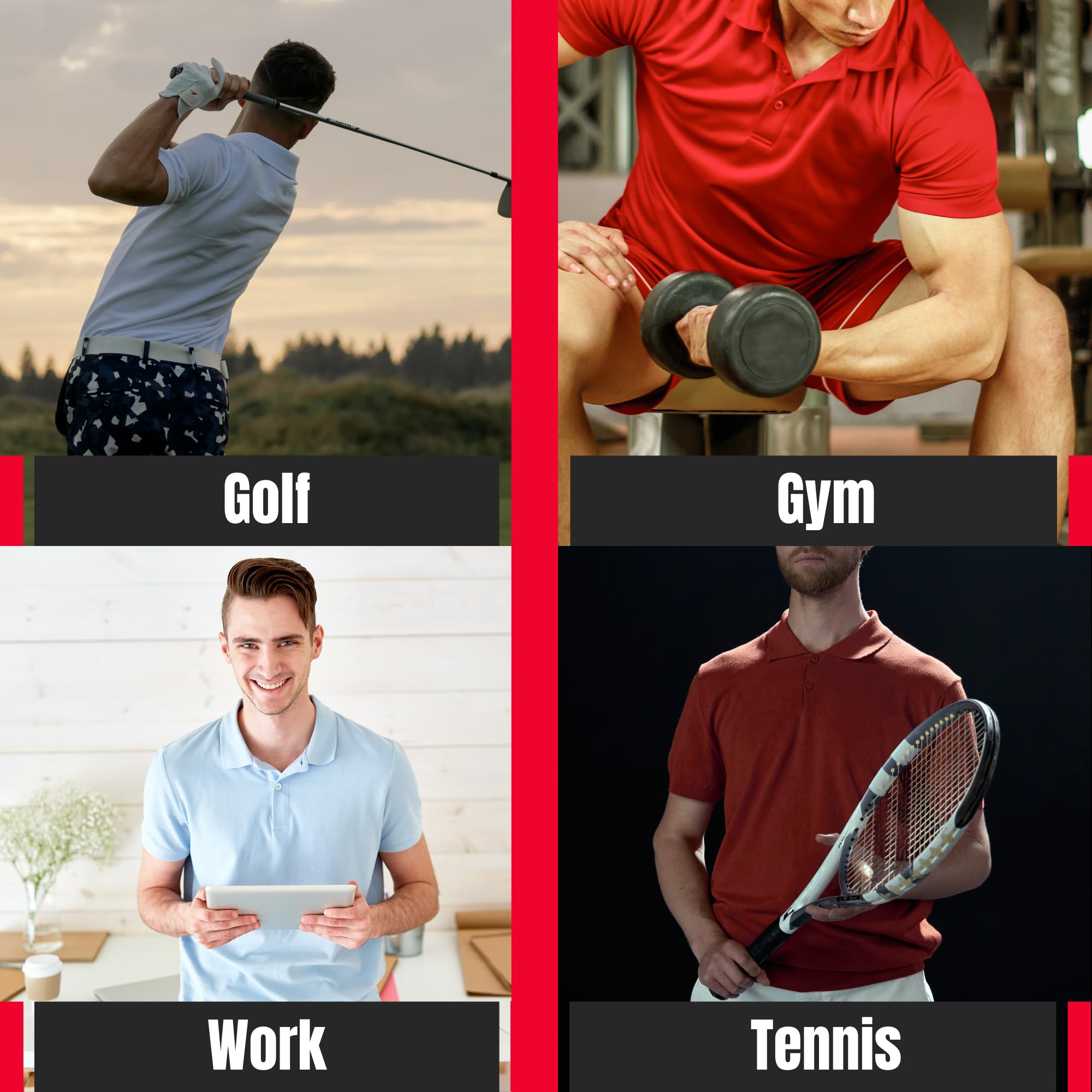 Męskie gładkie koszulki polo, 3-pak, wielokolorowe, lekkie, 100% bawełna, trwała odzież sportowa z krótkim rękawem, solidna koszulka polo dla mężczyzn dorosłych, wielopak treningowy,