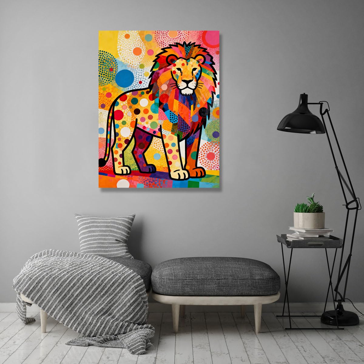 GYSDKUS Tableau Lion Pop Art Coloré sur Toile. A03. 70x90cm. Sans Cadre
