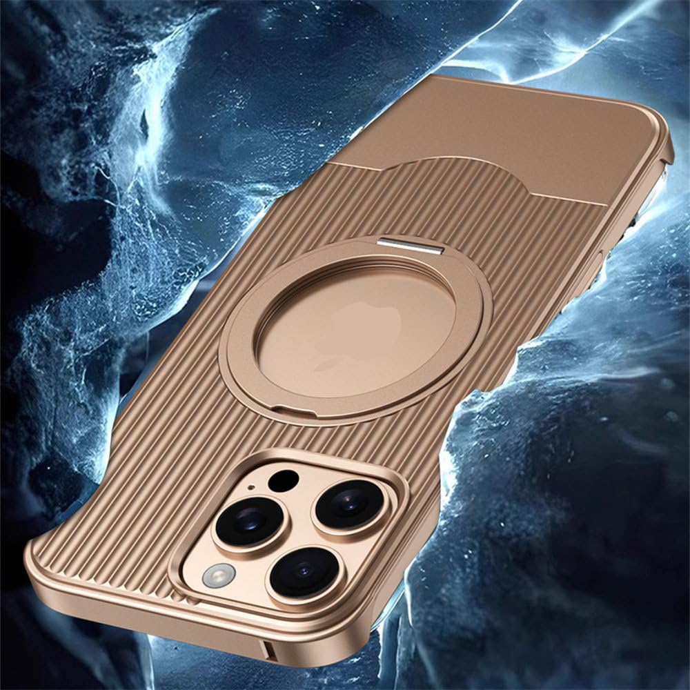 Magnetyczny uchwyt teleskopowy metalowy antypoślizgowy pokrowiec na telefon komórkowy do iPhone'a 15 16 Pro Max 16 Plus, ładowanie bezprzewodowe, odporny na wstrząsy, szary, do iPhone'a 15 Pro