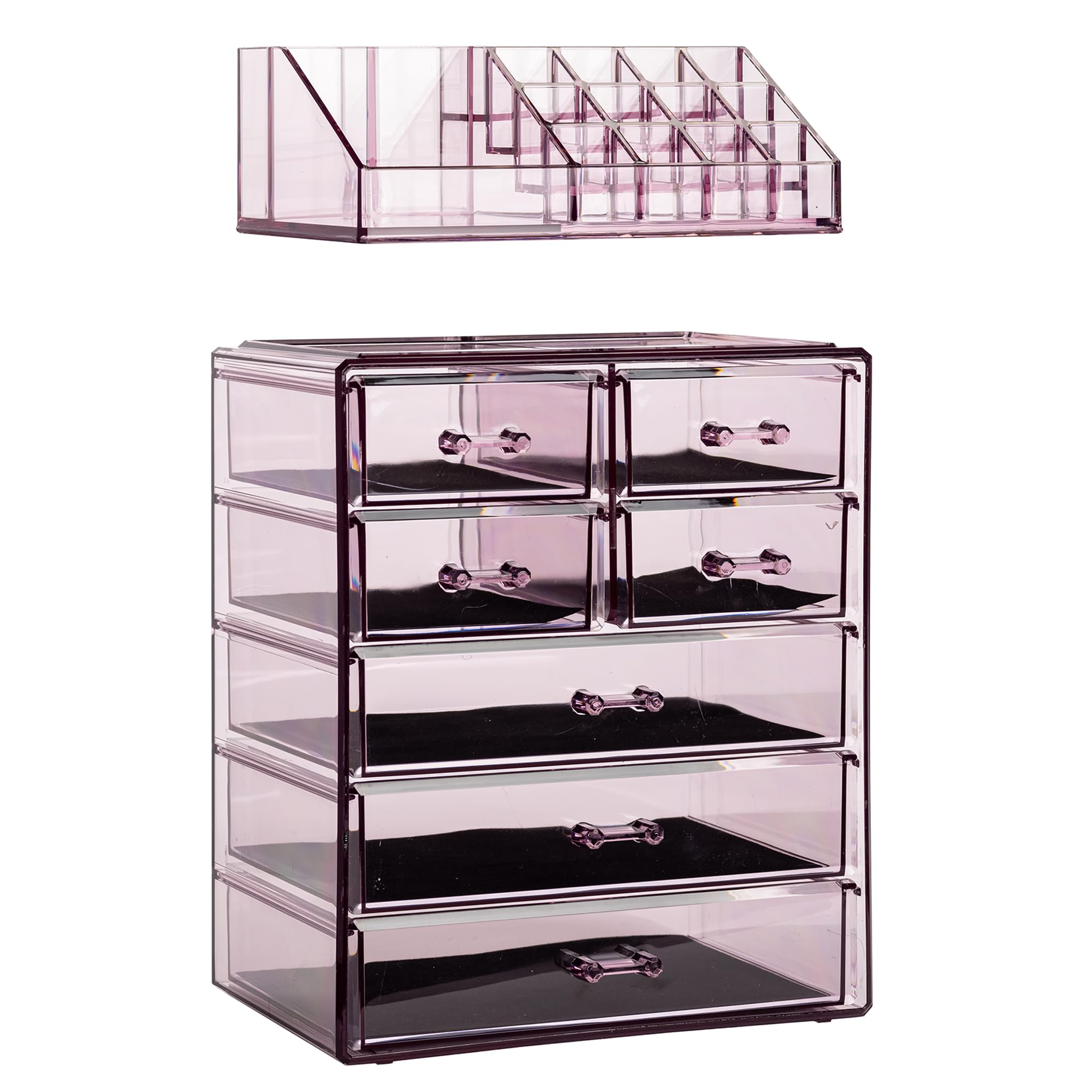 Sorbus Caja de almacenamiento de acrílico para cosméticos y joyas, diseño espacioso, ideal para cuarto de baño, tocador, tocador y encimera
