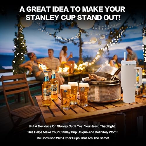 Miniatura 5 de Yeti, accesorios de letras para taza Stanley, cadena con inicial dorada para botella de agua, con nombre y nombre para vaso, mango simple y moderno
