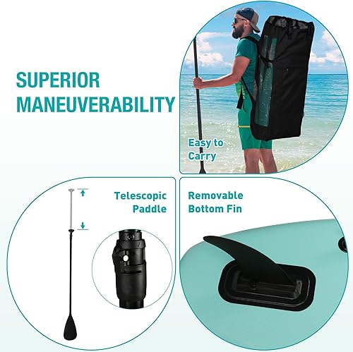 Miniatura 3 de Inflatable Paddle Boards with Non-Slip Deck, Ultra-Light Stand Up Paddle Board Surf Board with Accessories & Carry Bag, Wide Stable Design for