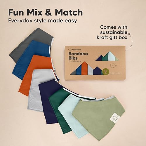 Miniatura 9 de Paquete de 8 baberos orgánicos tipo bandana para bebé, elegantes baberos unisex, baberos tipo bandana súper absorbentes, baberos para dentición