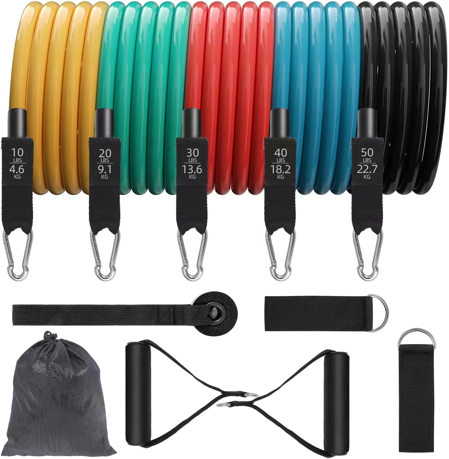 Resistance Bands with Handles for Men and Women, Exercise Bands, Resistance Bands Set for Working Out, Workout Bands for Strength Training Fitness Weights, Work Out at Home