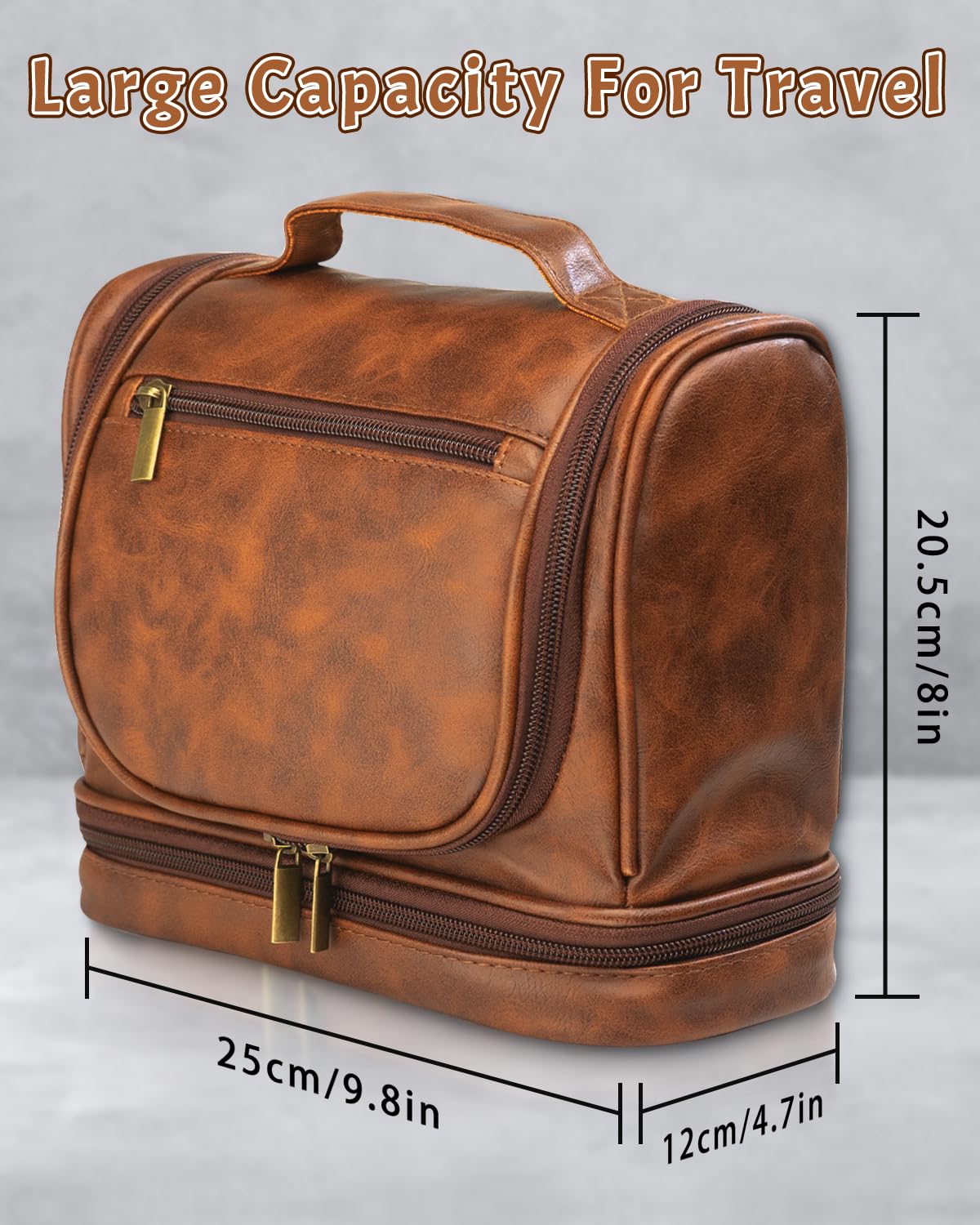 Sparklove Personalized Leather Toiletry Bag for Men, Custom Engraved Travel Kit