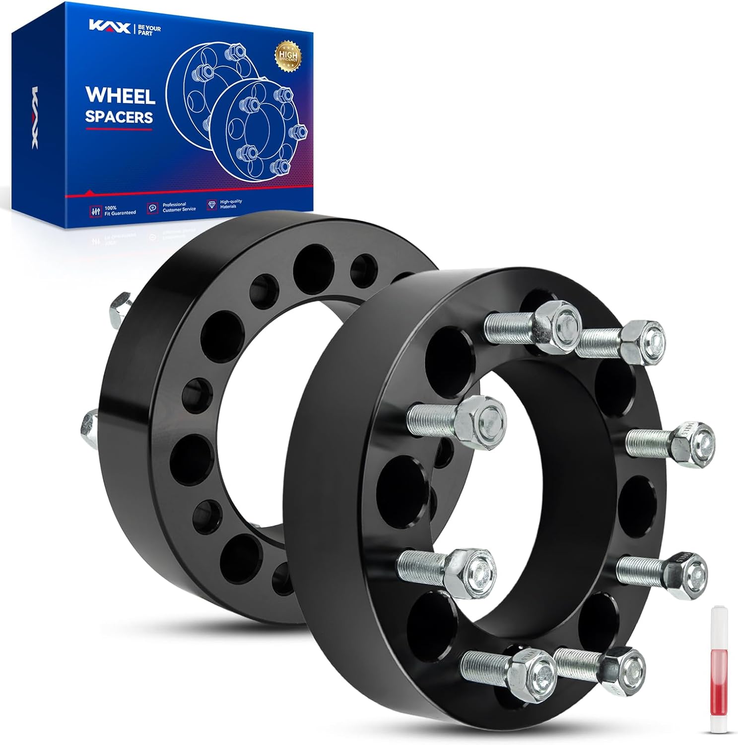 KAX 8x6.5 Wheel Spacers 2 inch for 2500, 8 Lug Spacers with 130mm Hub Bore M14x1.5 Studs for Silverado 1500, Silverado 2500 HD, 3500, Sierra 1500,2Pcs 8x165.1mm Aluminum Tire Spacer