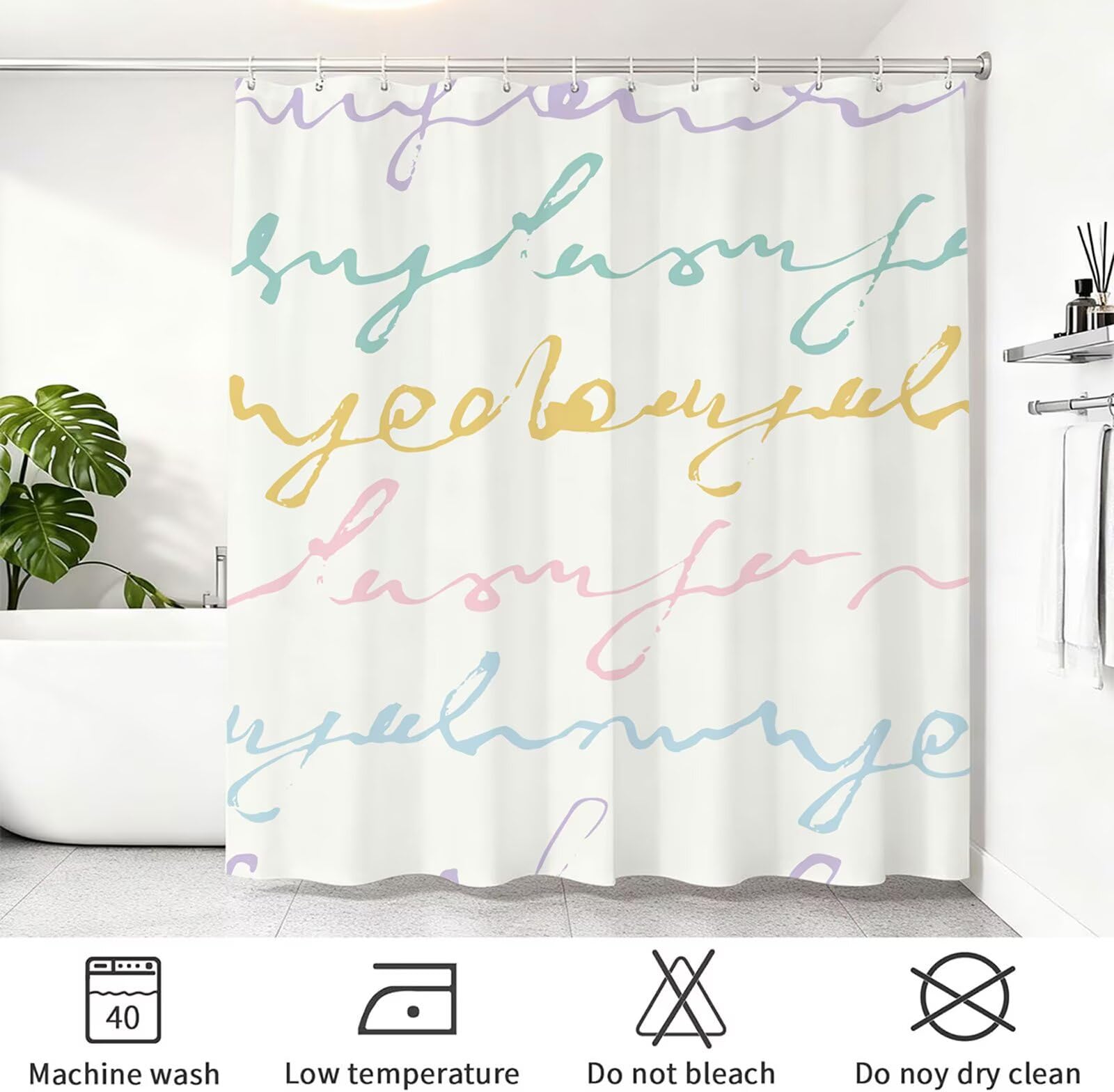 Rideau de Douche 180x220 cm - Tissu Polyester Imperméable Anti-Moisissure - 12 Anneaux Inclus - Ourlet Lesté pour Stabilité - Lavable en Machine - Idéal de Baignoire et Douche - Simple & Coloré Y1#524