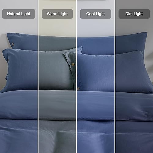 Miniatura 6 de JELLYMONI Juego de 2 fundas de almohada de algodón estándar (20 x 26 pulgadas), con cierre de botón, 100% algodón lavado, suave, transpirable, color