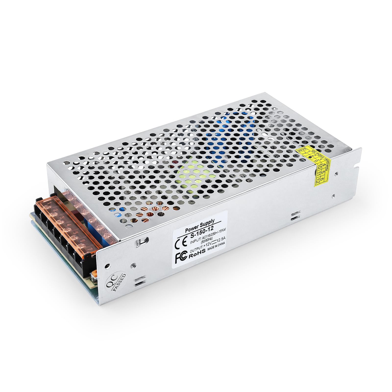 12V 12.5A 150W Regulated Switching Power Supply, Universal DC Converter Transformer, 110/220V AC to DC 12V LED Driver for Strip Lights, CCTV, 3D Printer, Computer Project