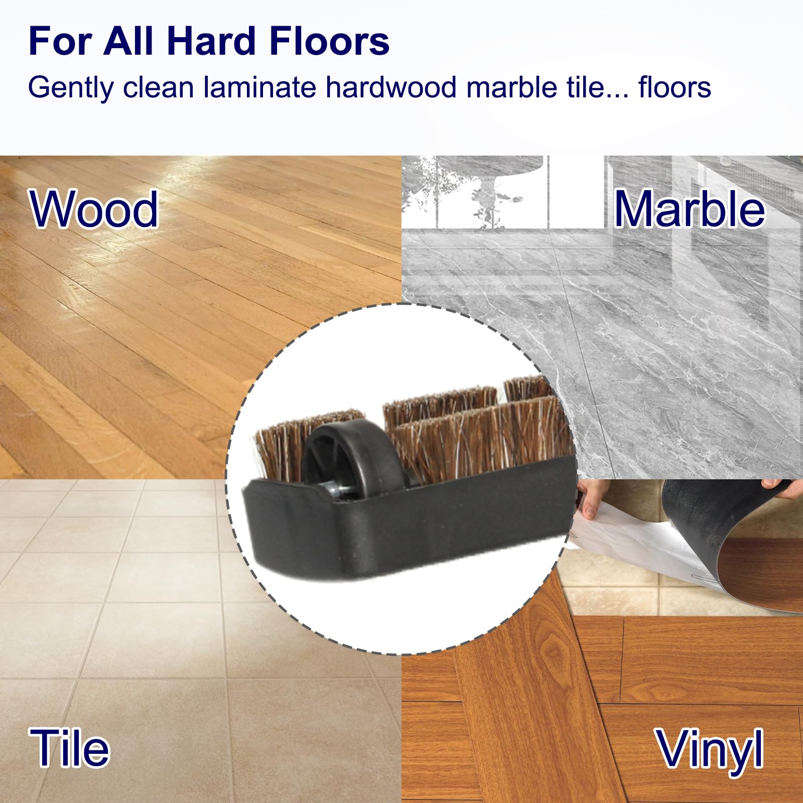 Cepillo de suelo universal de madera dura de 1 1/4 pulgadas con adaptador de manguera de vacío de 1 3/8 pulgadas, cabezal de suelo de 12 pulgadas de ancho (1-1/4 pulgadas de diámetro interior) con
