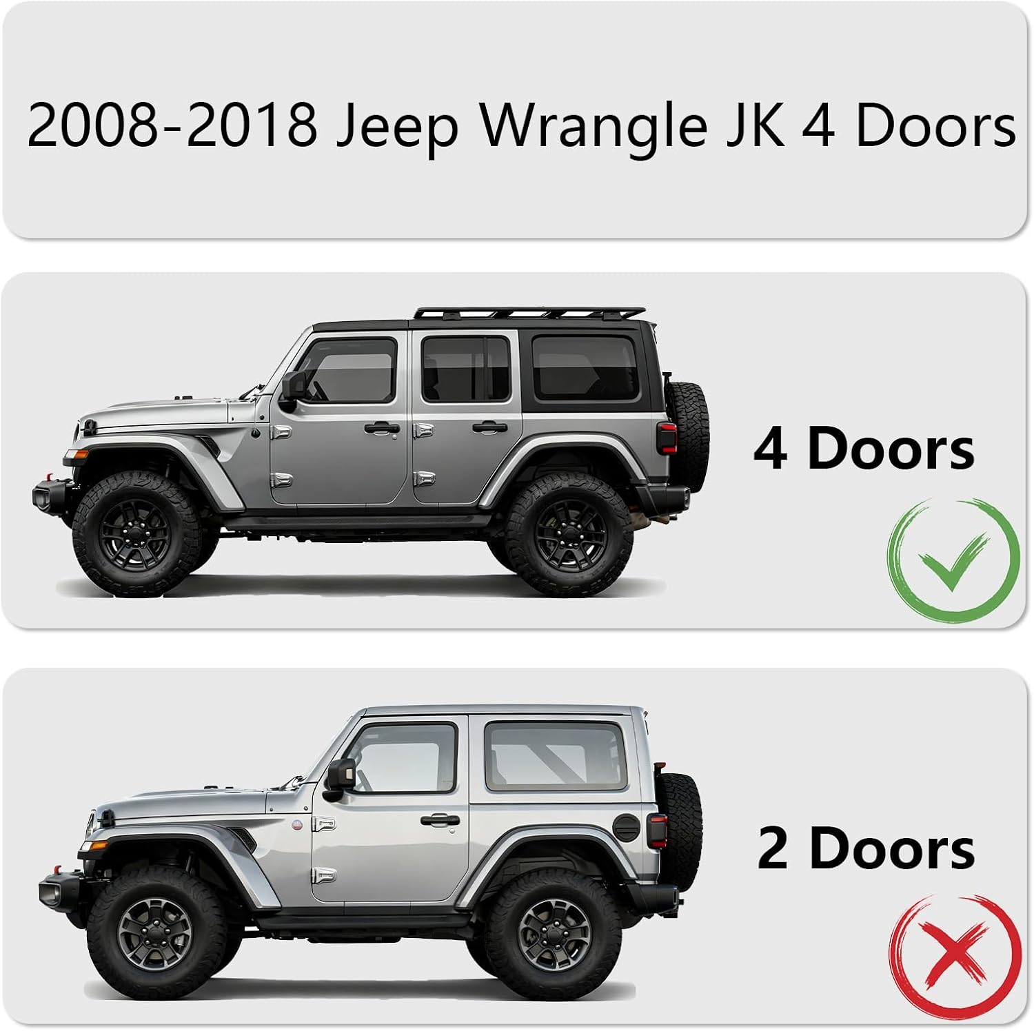 Drop Down Running Boards Compatible with 2008-2018 Jeep Wrangler JK 4 Doors,Jeep Wrangler Accessories,Black Two-Stair Step Side Carbon Rail Nerf Bars