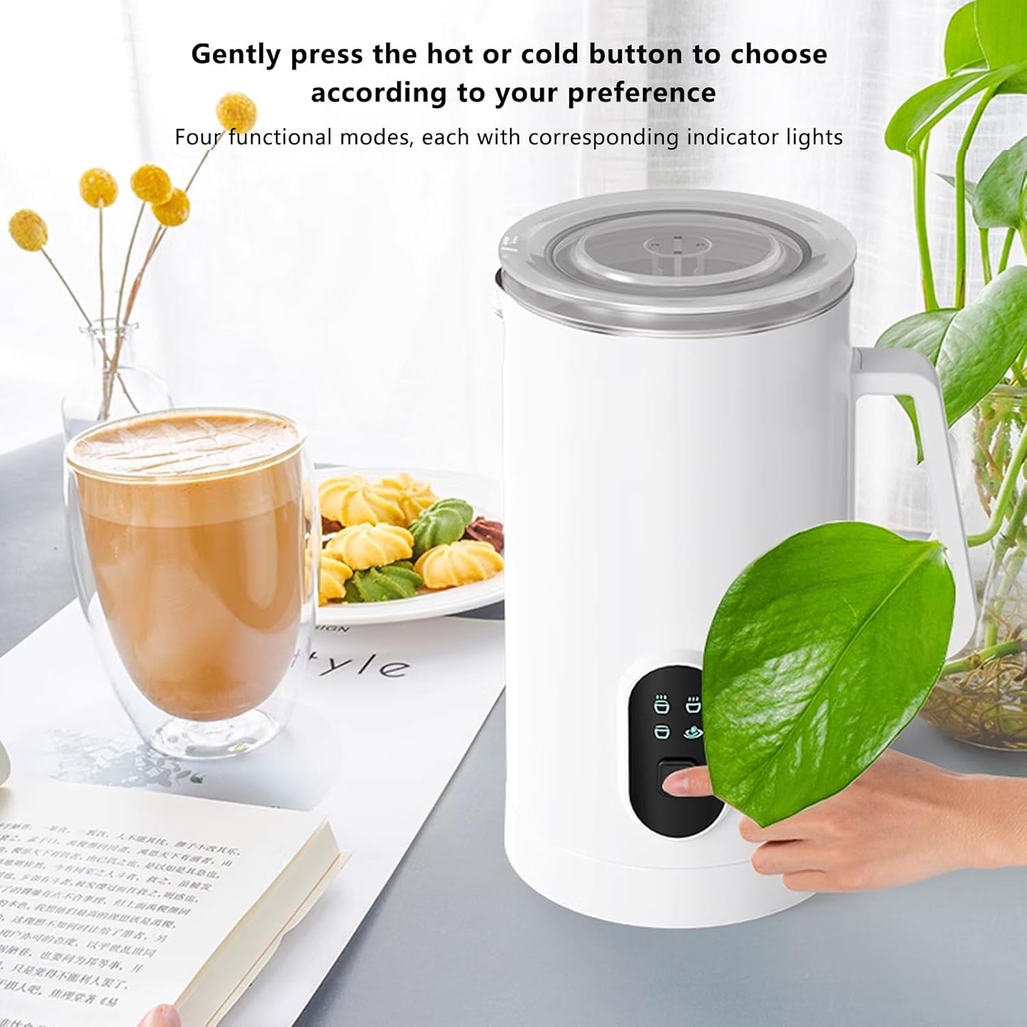 Full-Automatic Steam Boiling Water Frothing Machine,580ml Commercial Steam Milk Frother Machine,for Cappuccino,Latte