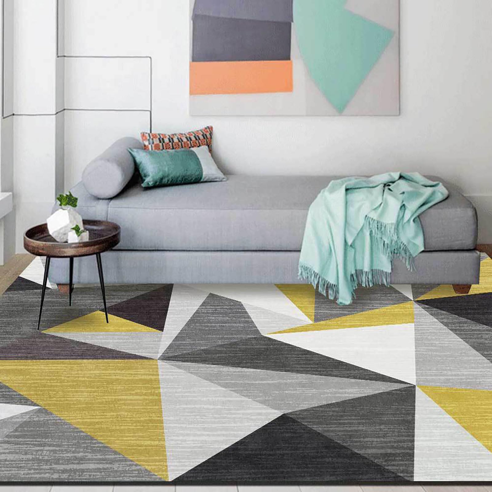 Grand tapis lavable 160x260 cm noir et gris pour un salon design et facile à entretenir