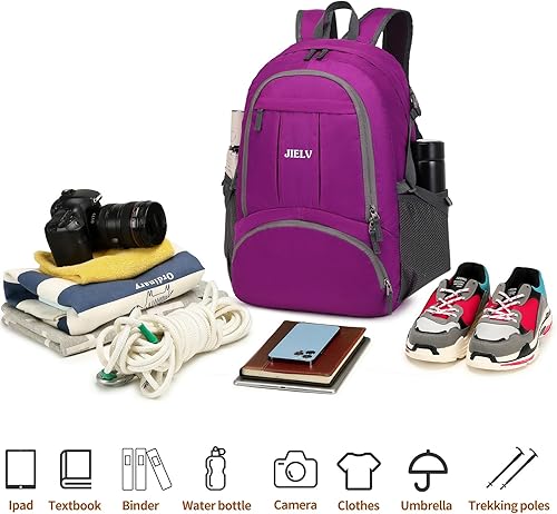 Miniatura 5 de Mochila de senderismo pequeña Mochilas de viaje ligeras Mochila impermeable para senderismo para mujeres y hombres, púrpura, (Purple-30L), Casual