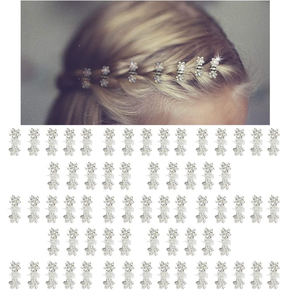 Truvic Small Hair Clips for Baby Girls | Mini No-Slip Grip Jaw Hair Claw Clips | Tiny Teeth Clips for Kids Toddlers & Girls | Strong Hold Hair Accessories for Thin & Short Hair Silver-White Crystal 12-picture-11