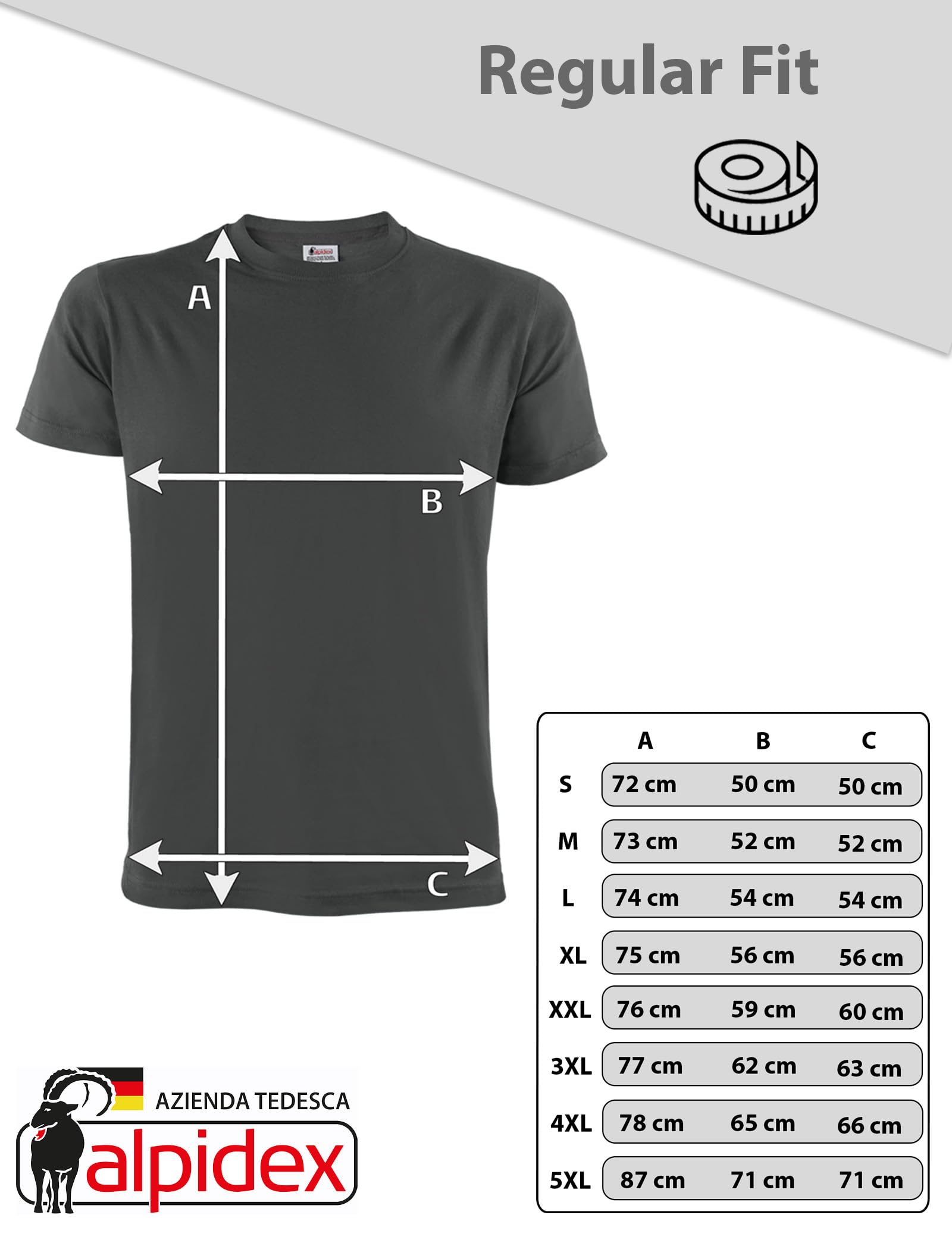 ALPIDEX T-Shirt Magliette da Uomo Confezione da 5 con Girocollo - Taglie S M L XL XXL 3XL 4XL 5XL