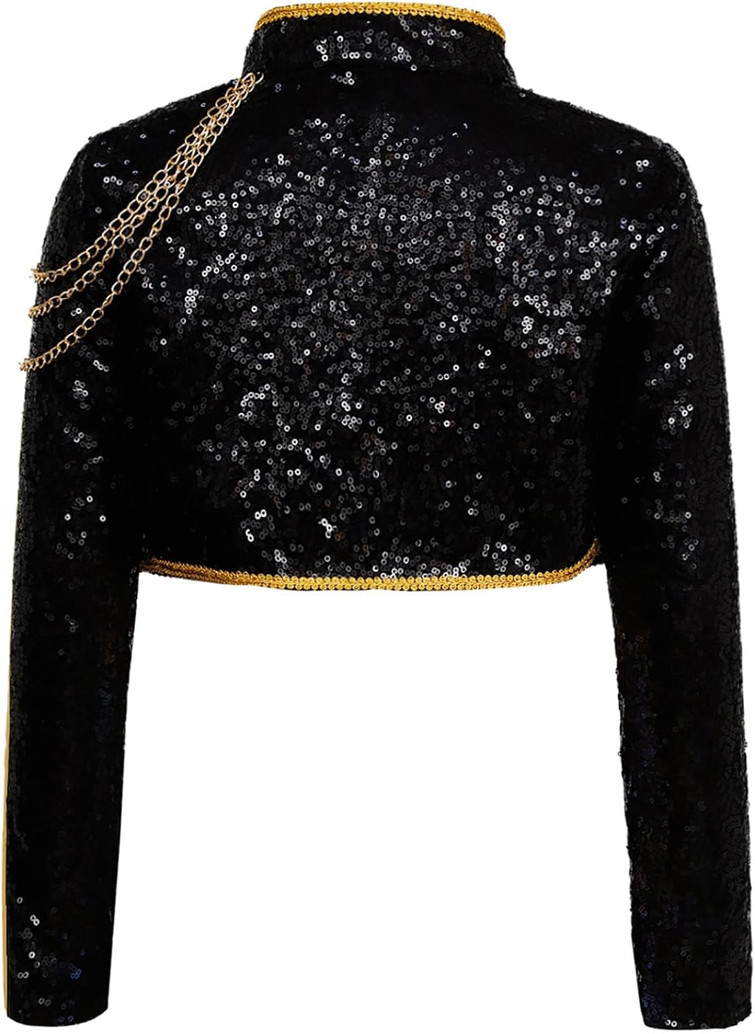 JEYPINMI Girls Sequin Crop Top Popular Singer Glitter Short Coat Music Festival Concert Dance Jacket