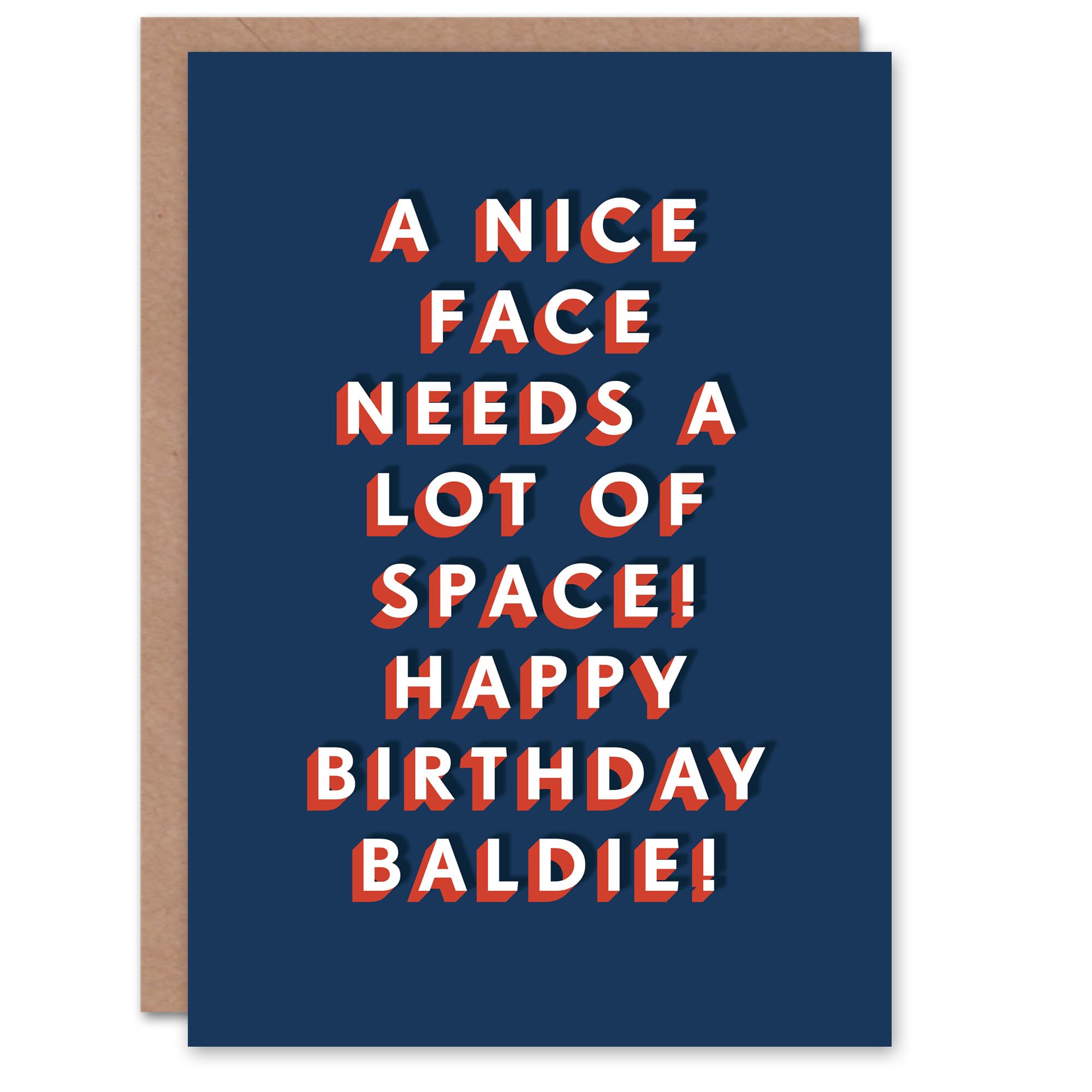 Artery8 Nice Face Needs Space Baldy Funny Cheeky For Him Birthday Card