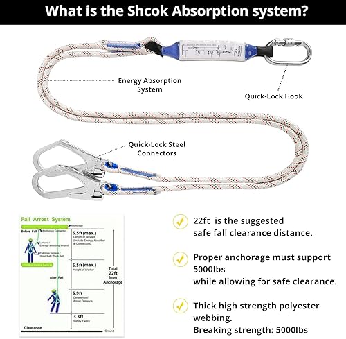 Miniatura 3 de Safety Harness Fall Protection Kit - Full Body Roofing harnesses with Shock Absorbing Lanyard Upgrade Paded