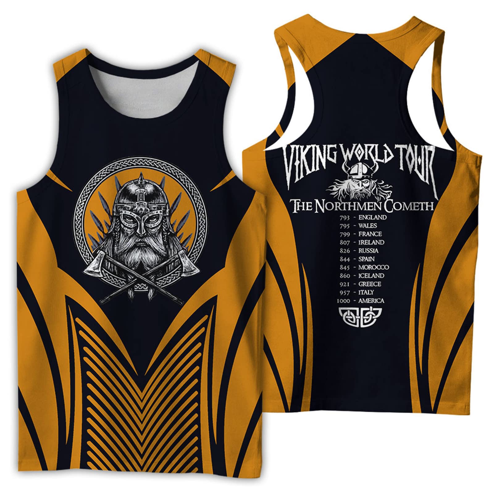 Wavotiq Men's # 10 Tank Top Viking Warrior 3D Print Sleeveless T Shirt Bodybuilding Tank Tops Gym Workout Casual Vest