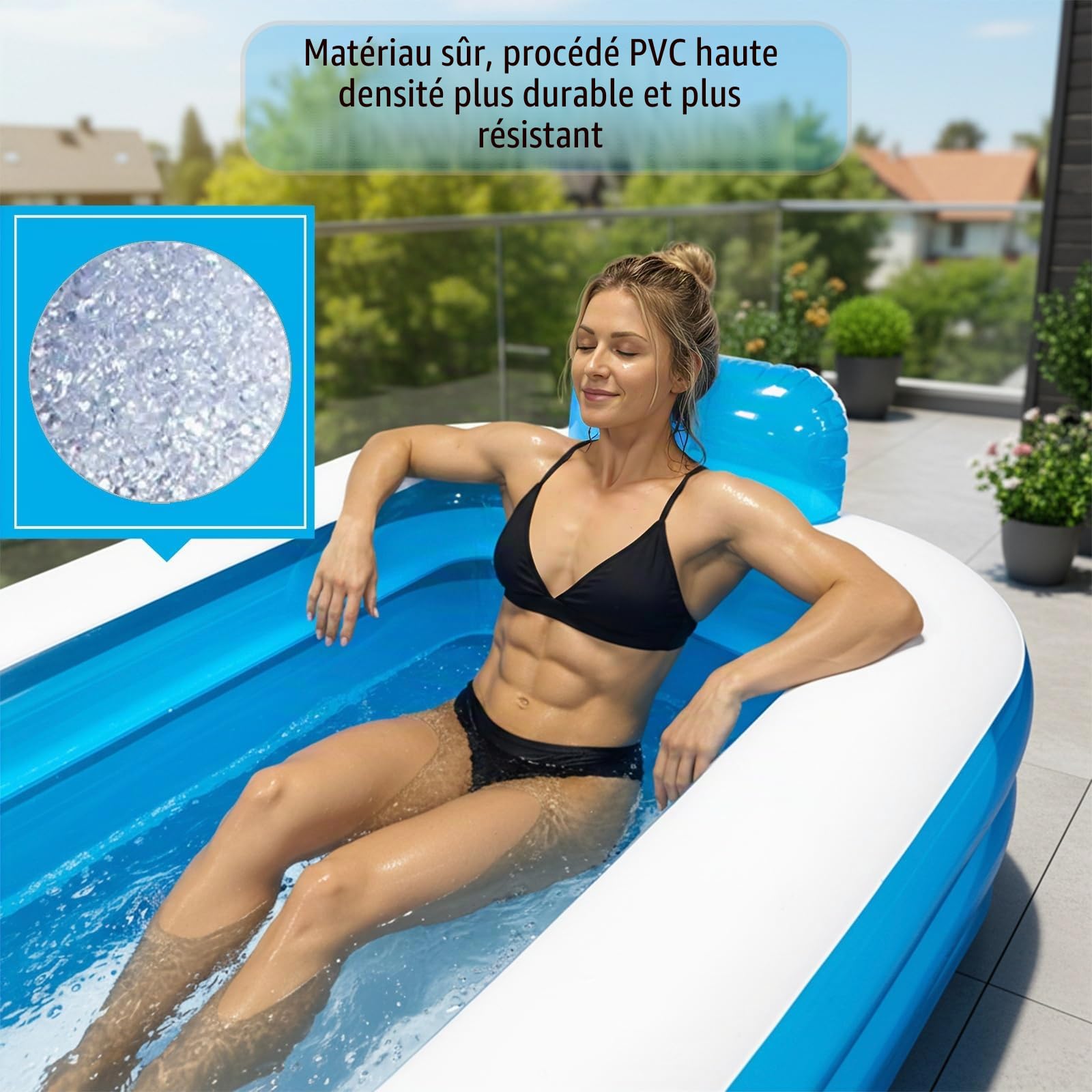 Baignoire Gonflable pour Adulte - Baignoir Pliable- Baignoire Autonome Portable - Intérieure et Extérieure - Facile à Gonfler avec Pompe à Air Électrique (Bleue, 160 * 55 * 110CM)