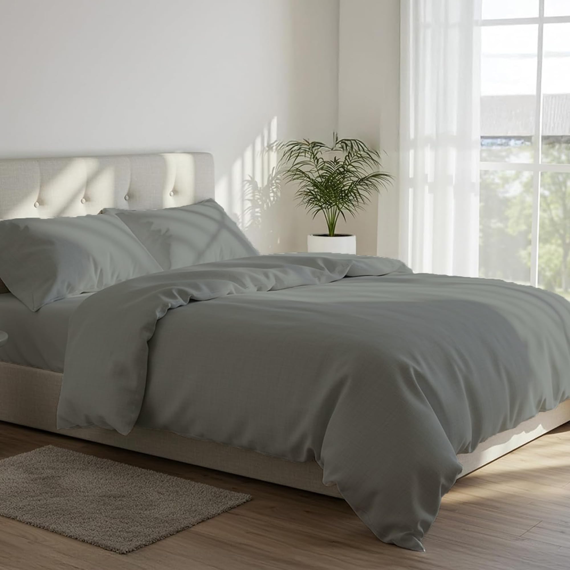 DANYDude 100% Egyptian Cotton Single Duvet Cover and PillowCase Set - Hypoallergenic & Machine Washable - Single Bed Quilt Cover Set