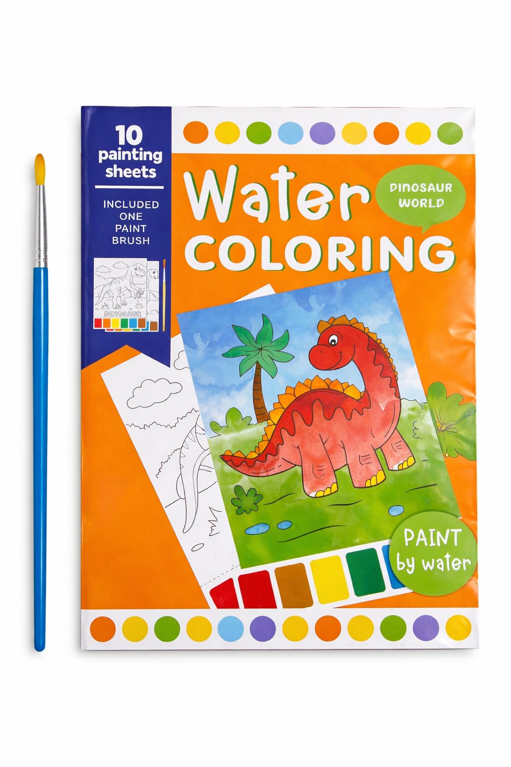 HENBRANDT Dinosaur Water Colouring Sets - Painting Activity with 10 Sheets Paint Brush Children Kids Creative Art Play Educational Designs