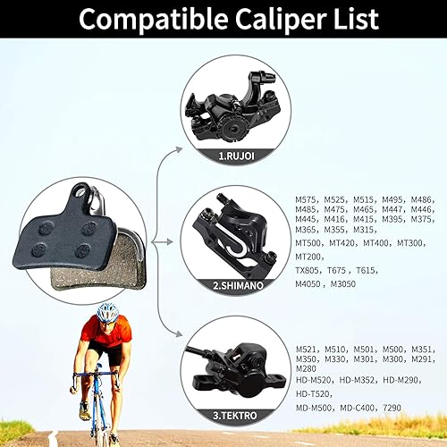 Miniatura 6 de RUJOI Pastillas de freno de disco de bicicleta para TRP Tektro Shimano Deore Br-M575 M525 M515 T615 T675 M505 M495 M486 M485 M475 M465 M447 M446