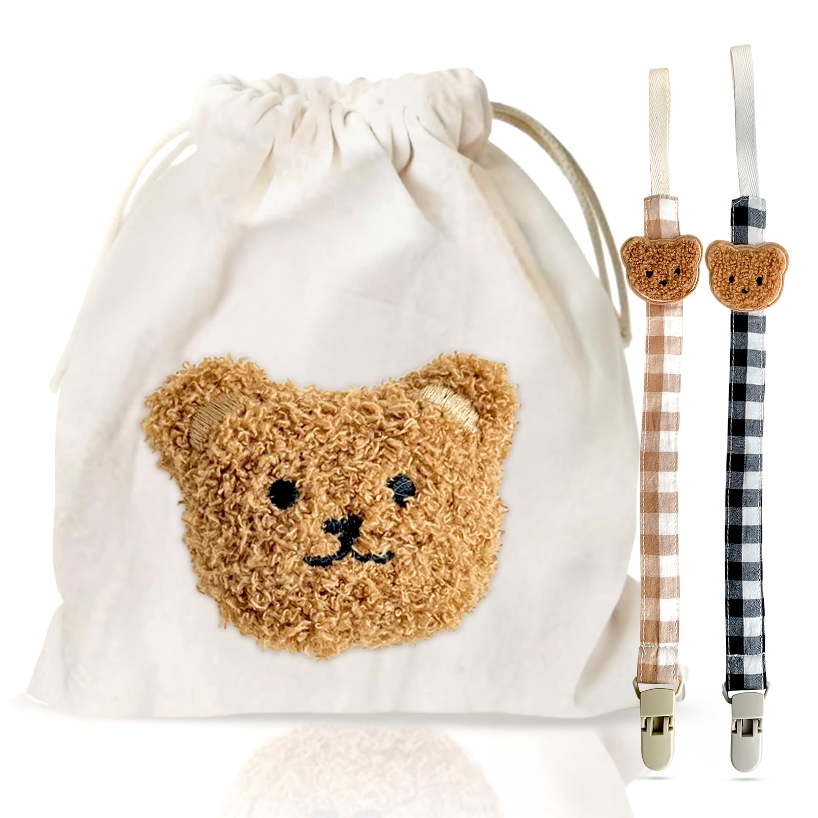 SUPER PACK De 2 Chupetero De Tela B&J® SIN PELIGRO DE ASFIXIA + Portachupete Bebé | 2x Cadena Chupete Bebé | Guarda Chupetes Bebé | 2x Sujeta Chupetes | Porta Chupetes Bebé | Chupeteros Bebé