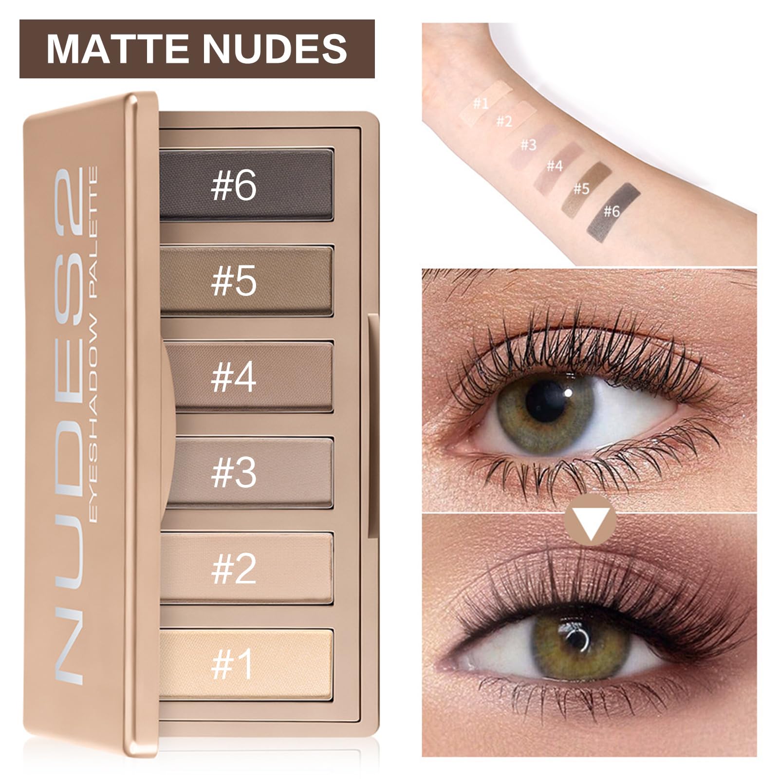 6 Matte Nude Eyeshadow Palette - Cool Smokey Eyes -3