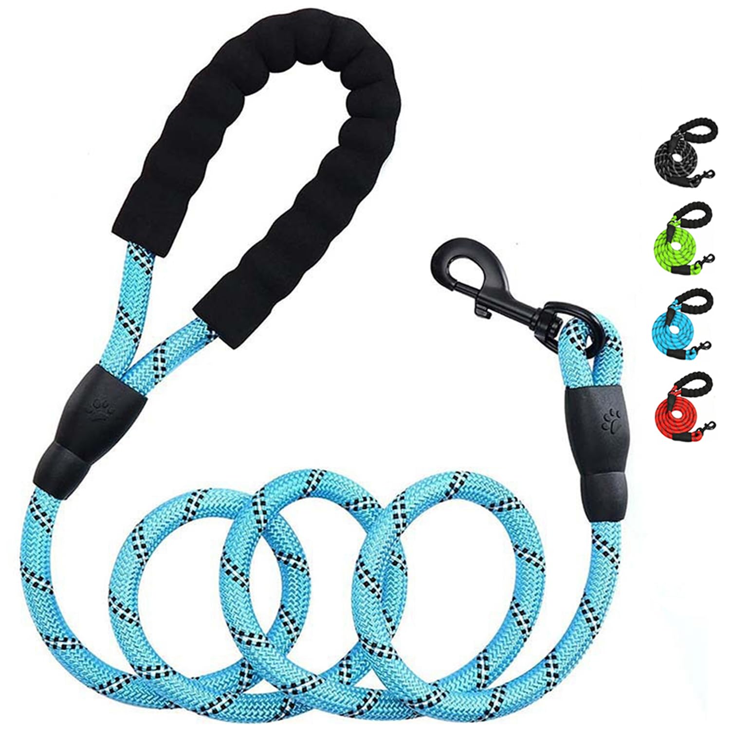Rope Dog Lead with Soft Padded Handle, 1.5m/2m Reflective Lead and Multi-Colour for Medium Large Dogs 1.2 cm, Blue