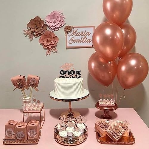 Miniatura 75 de Paquete de 24 adornos dorados para cupcakes de graduación 2025 con purpurina So Proud of You Done Diploma Graduation Cap Cupcake Picks Class of 2025