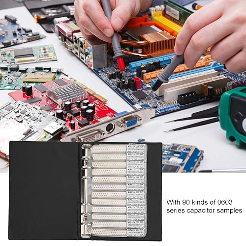 Miniatura 8 de Libro de muestras de resistencia 0603 Libro de muestras de condensador Serie 90 valores Kit surtido de condensadores de componentes electrónicos Kit